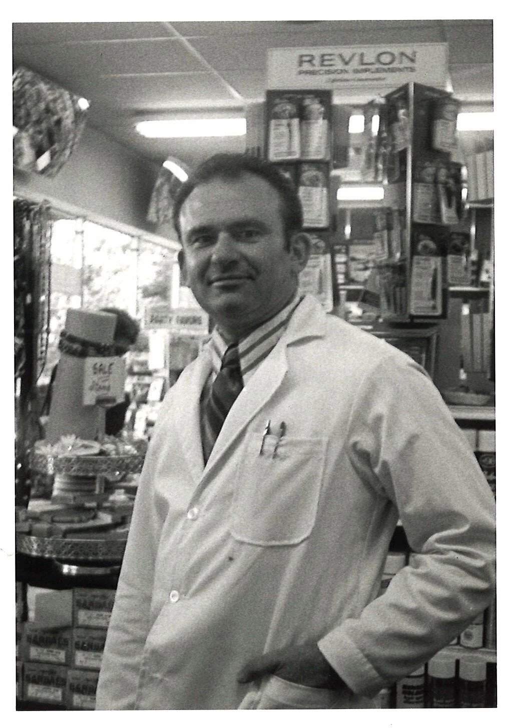 Maurice Williams standing in Williams Pharmacy